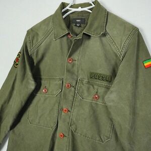 OBEY‎ Propaganda Men's Military Style Jacket Olive Green 'POSSE' Patches Size M